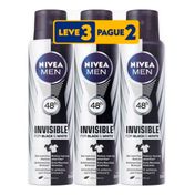 Kit Desodorante Aerosol Nivea Invisible Masculino 3 Unidades