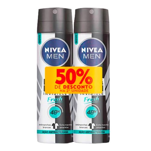Kit Desodorante Aerosol Nivea Men Invisible Black & White Fresh 150ml 2 Unidades