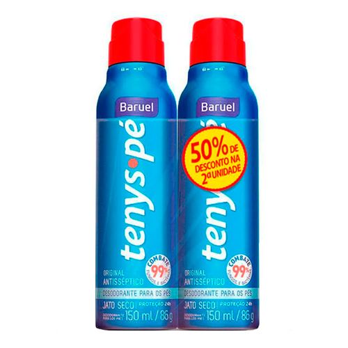 Kit Desodorante Para os Pés Tenys Pé Baruel Jato Seco Original 150ml 2 Unidades