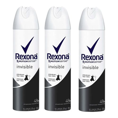 Kit Desodorante Rexona Aerosol Invisible 105g 3 Unidades