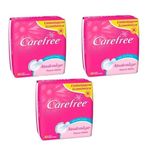 Kit 3 Absorvente Carefree Neutro 120 Unidades Kit 3 Absorvente Carefree Neutro 120 Unidades