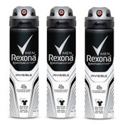 Kit Desodorante Rexona Aerosol Invisible 90g 3 Unidades