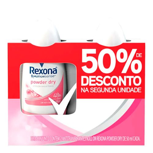 Kit Desodorante Roll On Rexona Powder Dry Feminino 50ml 2 Unidades Kit Desodorante Roll On Rexona Powder Dry Feminino 50ml 2 Unidades