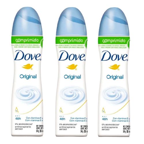 Kit Dove Desodorante Aerosol Original Comprimido 3 Unidades Kit Dove Desodorante Aerosol Original Comprimido 3 Unidades