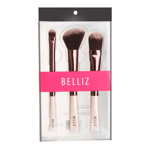 Kit Pincel Maquiagem Belliz Unique Branco 3 Unidades Kit Pincel Maquiagem Belliz Unique Branco 3 Unidades