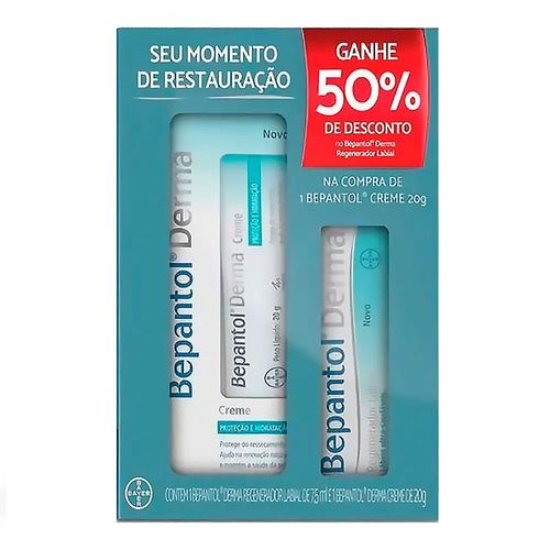 Kit Bepantol Derma Regenerador Labial 7,5ml + Derma Creme 20g Kit Bepantol Derma Regenerador Labial 7,5ml + Derma Creme 20g