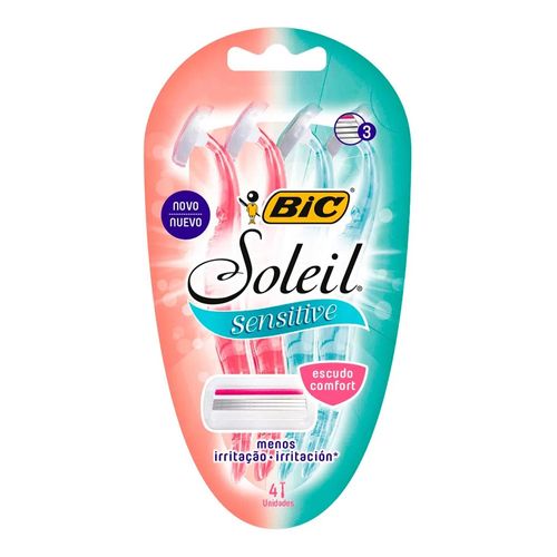 Kit Bic Aparelho Depilatório Soleil Sensitive 3 Lâminas 4 Unidades Kit Bic Aparelho Depilatório Soleil Sensitive 3 Lâminas 4 Unidades