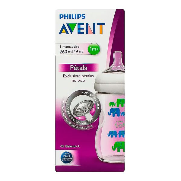 Mamadeira Avent Pétala Elefante Azul 260ml