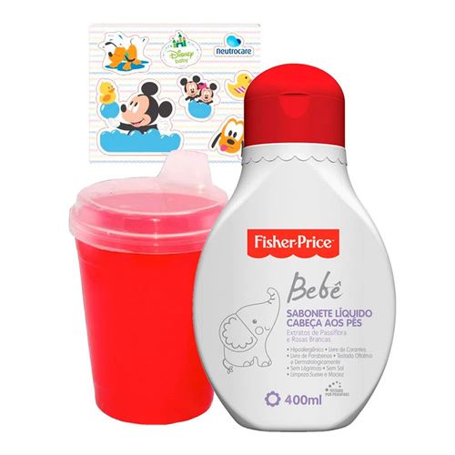 Kit Fisher Price Sabonete Líquido 400ml + Copo + Cartela De Adesivo