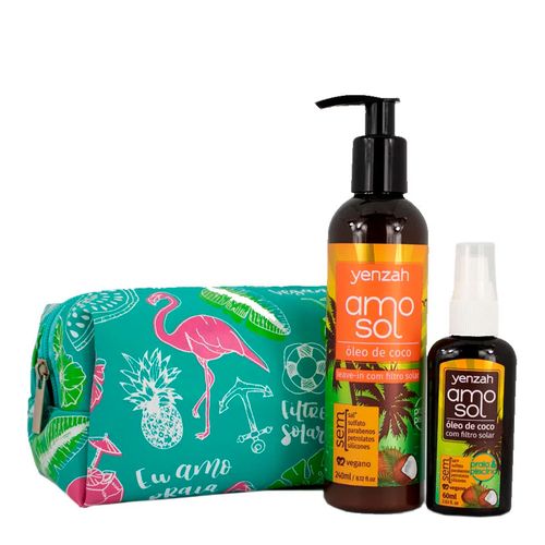 Kit Yenzah Amo Sol Leave In 240ml + Óleo de Coco 60ml + Nécessaire Kit Yenzah Amo Sol Leave In 240ml + Óleo de Coco 60ml + Nécessaire