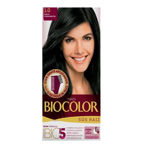 Kit Tintura Biocolor S.O.S Raiz Preto 1.0 Kit Tintura Biocolor S.O.S Raiz Preto 1.0