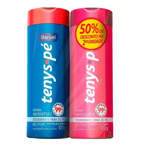 Kit Tenys Pé Desodorante Para Os Pés Em Pó Original 100G + Woman 100G