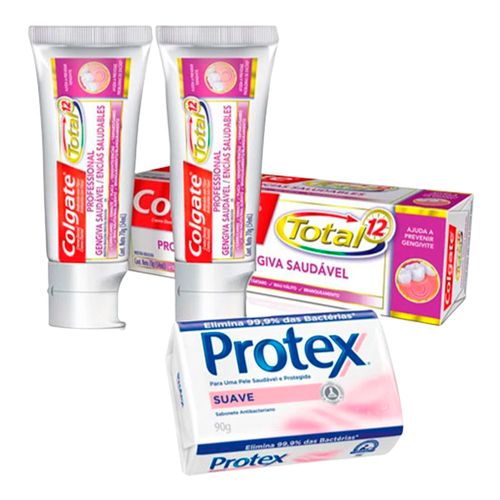 Creme Dental Colgate Total 12 Professional Gum 70g c/2 unidades Grátis Sabonete Protex Creme Dental Colgate Total 12 Professional Gum 70g c/2 unidades Grátis Sabonete Protex
