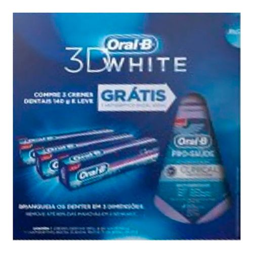 Creme Dental Oral-B 3D White 140g C/ 3 Unidades Grátis Fita 3D White Creme Dental Oral-B 3D White 140g C/ 3 Unidades Grátis Fita 3D White