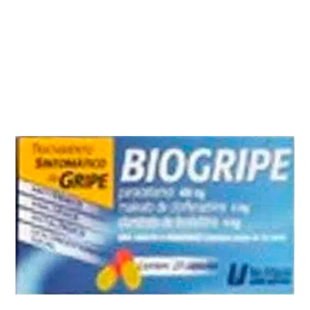 Analgésico, Antigripal, Antitérmico e Descongestionante Biogripe 400mg + 4mg + 4mg 20 Cápsulas Duras