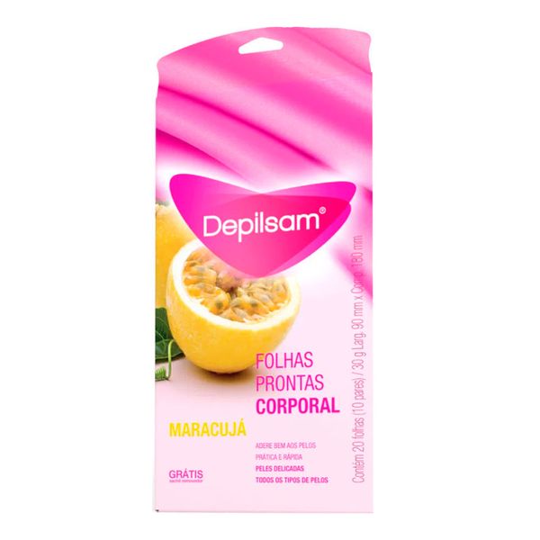 Folhas para Depilação Corporal Depilsam Maracujá com 20 folhas