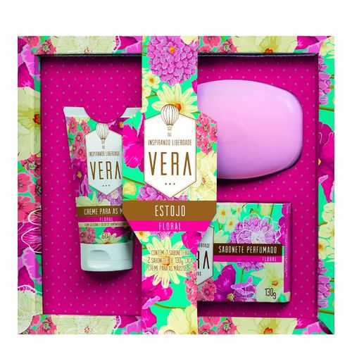Kit Vera Floral 2 Sabonetes + 1 Saboneteira + 1 Creme para Mãos Kit Vera Floral 2 Sabonetes + 1 Saboneteira + 1 Creme para Mãos