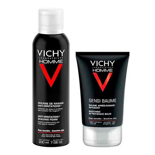 Kit Vichy Homme Mousse para Barbear + Sensi-Baume Pós Barba Grátis Necessaire