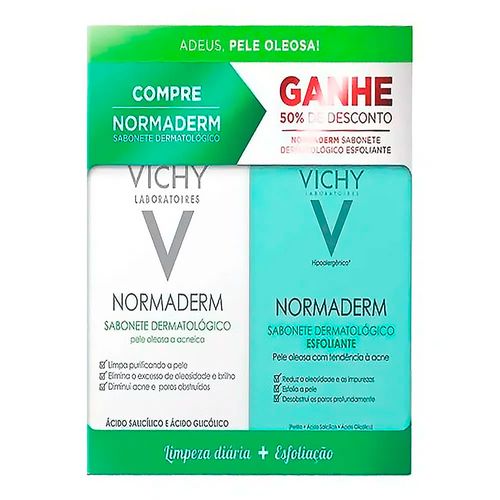 Kit Vichy Normaderm Sabonete de Limpeza Diária 80g + Sabonete Esfoliante 80g Kit Vichy Normaderm Sabonete de Limpeza Diária 80g + Sabonete Esfoliante 80g