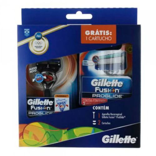 Kit Gillette Fusion Proglide Aparelho de Barbear + 2 Cargas Kit Gillette Fusion Proglide Aparelho de Barbear + 2 Cargas