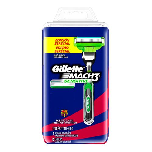 Kit Gillette Mach3 Sensitive Aparelho de Barbear Barcelona + 2 Cargas
