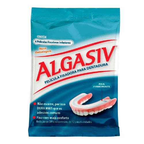 Película Fixadora para Dentadura Inferior Algasiv 6 unidades Película Fixadora para Dentadura Inferior Algasiv 6 unidades