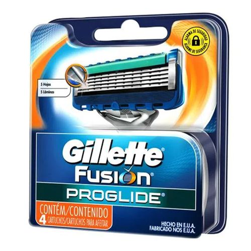 Carga Gillette Fusion Proglide com 4 Cartuchos Carga Gillette Fusion Proglide com 4 Cartuchos
