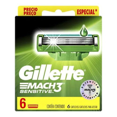 Carga Gillette Mach3 Sensitive 6 unidades Carga Gillette Mach3 Sensitive 6 unidades
