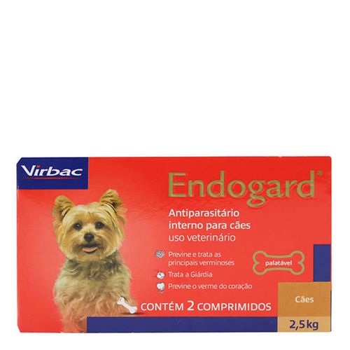 ENDOGARD - para cães até 2,5kg- cx c/2 compr. ENDOGARD - para cães até 2,5kg- cx c/2 compr.
