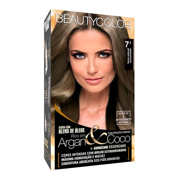 Coloração Permanente Beauty Color Argan&Coco Louro Natural 7.1