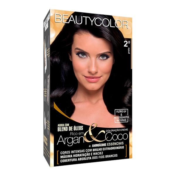 Coloração Permanente Beauty Color Argan&Coco Preto 2.0