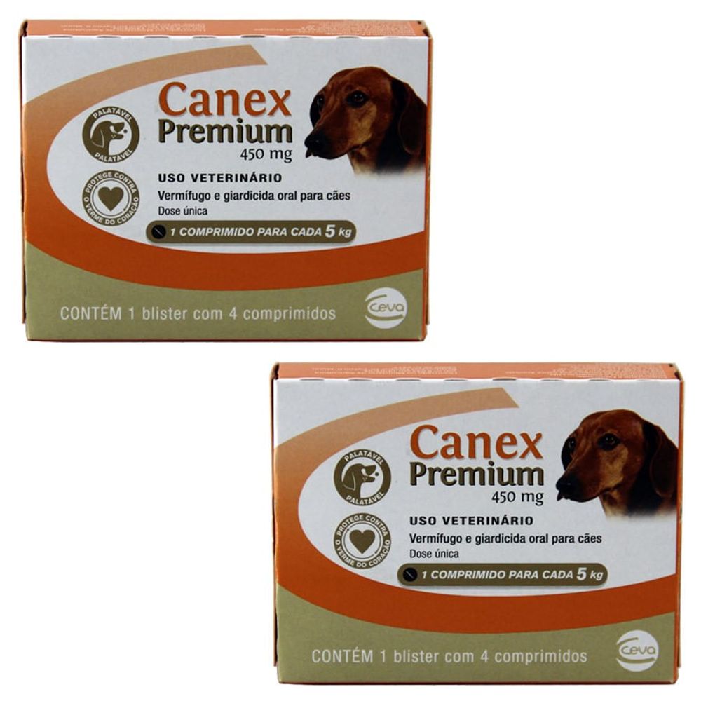 Canex Premium 5kg 4 comp KIT 2 cx 450mg Ceva Vermífugo Cães - Drogaria Sao  Paulo