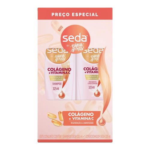 Kit Shampoo Seda By Niina Secrets Colágeno e Vitamina C 325ml + Condicionador 325ml Kit Shampoo Seda By Niina Secrets Colágeno e Vitamina C 325ml + Condicionador 325ml