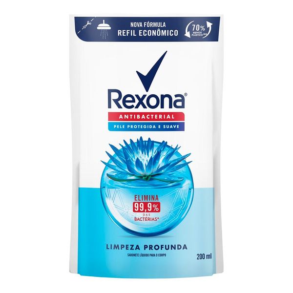 Refil Sabonete Líquido Rexona Antibacteriano Limpeza Profunda 200ml