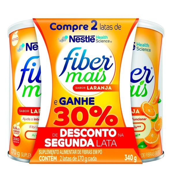 Kit Regulador Intestinal FiberMais Sabor Laranja 2 Unidades com 170g Cada FIBER MAIS
