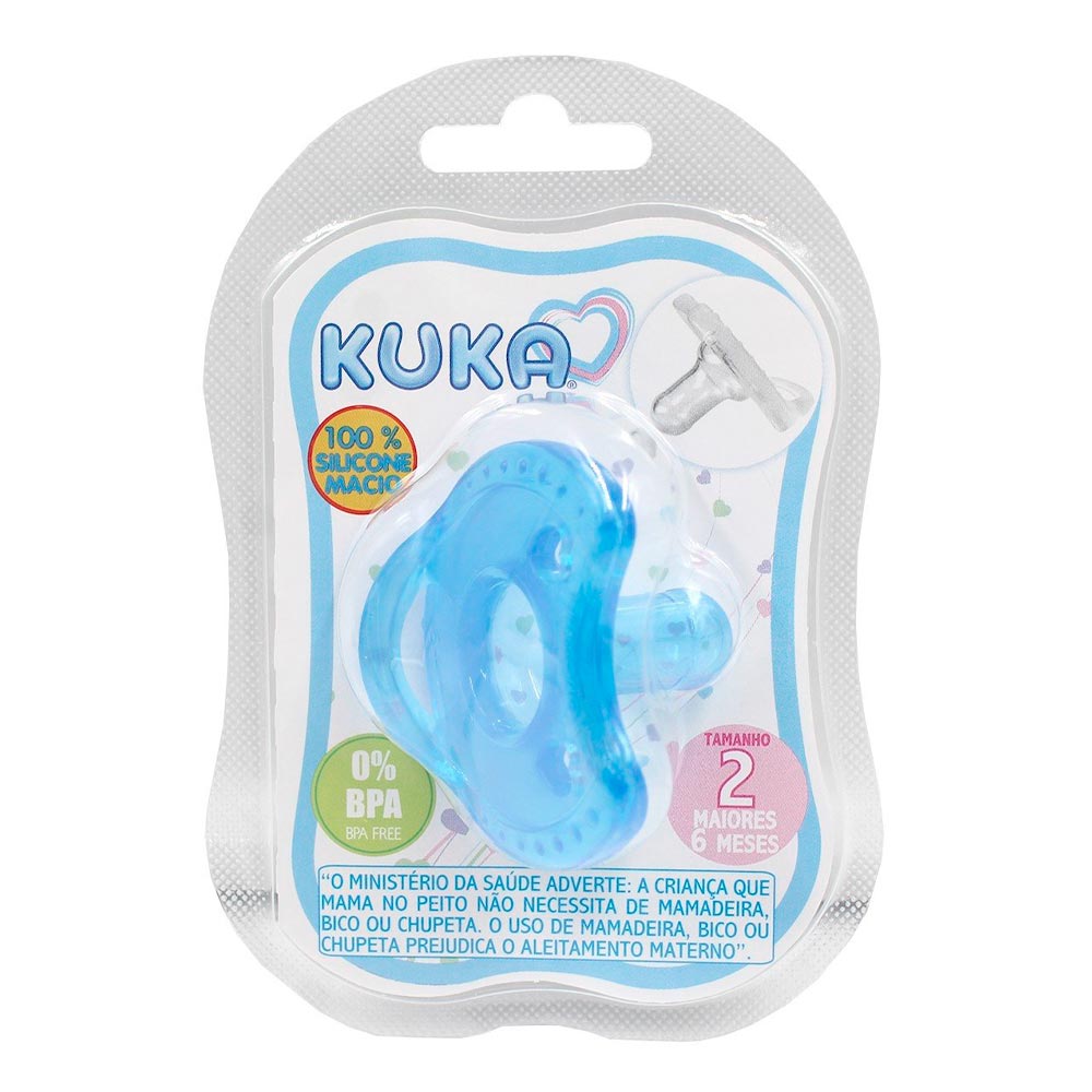 Chupeta Kuka Soft Comfort Bico Redondo de Silicone Azul 1 Unidade