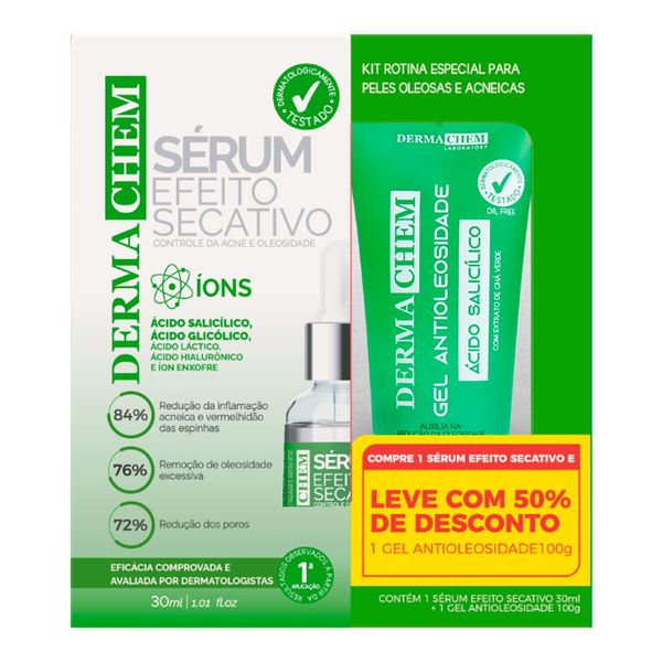 Kit Sérum Dermachem Efeito Secativo 30ml + Gel Antioleosidade 100ml