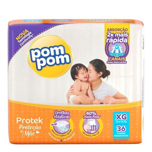 Fralda Pom Pom Protek Proteção De Mãe Mega Xg 36 Unidades