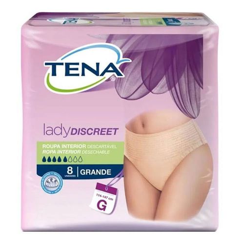 Fralda Roupa íntima Feminina Tena Lady Discreet G 8 Unidades Fralda Roupa íntima Feminina Tena Lady Discreet G 8 Unidades