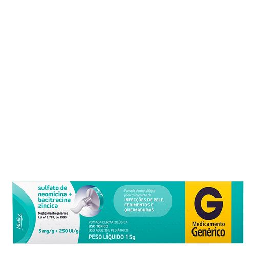 Antibacteriano Sulfato De Neomicina 5Mg + Bacitracina 250Ui/G Genérico Medley 15G