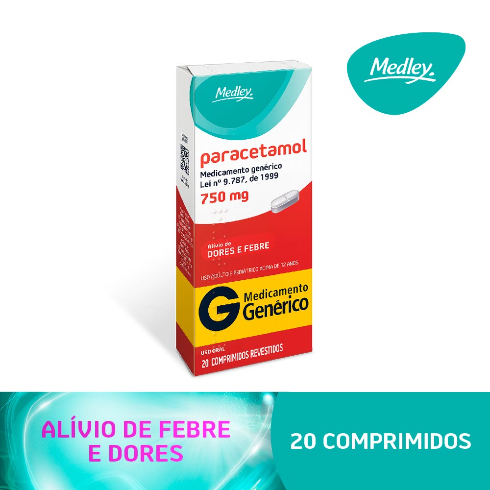 Paracetamol 750mg 20 Comprimidos Genérico Drogaria Sao Paulo