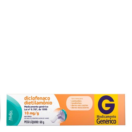 Analgésico E Anti-Inflamatório Diclofenaco De Dietilamônio 11,6Mg/G Genérico Medley 60G