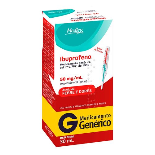 Analgésico, Anti-Inflamatório E Antitérmico Ibuprofeno 50Mg/Ml Genérico Medley 30Ml