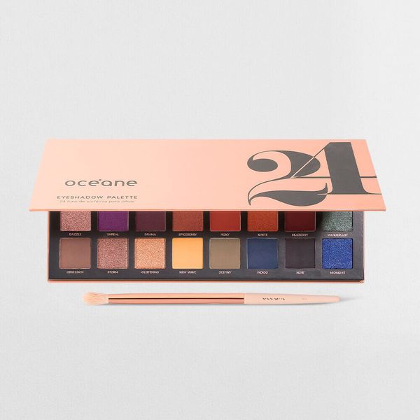 Kit Paleta de Sombras 24 Cores + Pincel Para Sombra (2 Produtos) Océane Kit Paleta de Sombras 24 Cores + Pincel Para Sombra (2 Produtos)
