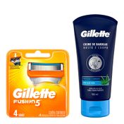 Kit-Carga-Gillette-Fusion-5-Com-4-Unidades---Creme-para-Barbear-Gillette-150ml