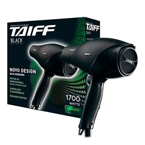 Secador de Cabelos Taiff Black com 1700w, 5 temperaturas e 2 velocidades - 110V Secador de Cabelos Taiff Black com 1700w, 5 temperaturas e 2 velocidades - 110V
