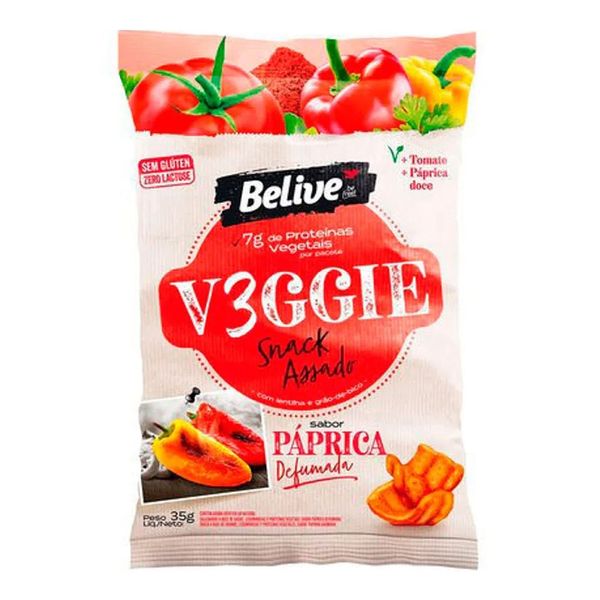 Snack Salgado Belive Veggie Páprica Defumada 35g