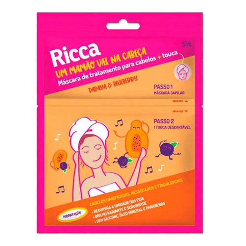 Máscara de Tratamento Capilar Ricca Papaya e Blueberry 30g + Touca 1 Unidade Máscara de Tratamento Capilar Ricca Papaya e Blueberry 30g + Touca 1 Unidade