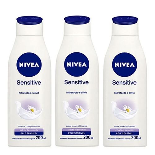 Loção Hidratante Nivea Body Sensitive 200ml C/ 3 Unidades Loção Hidratante Nivea Body Sensitive 200ml C/ 3 Unidades