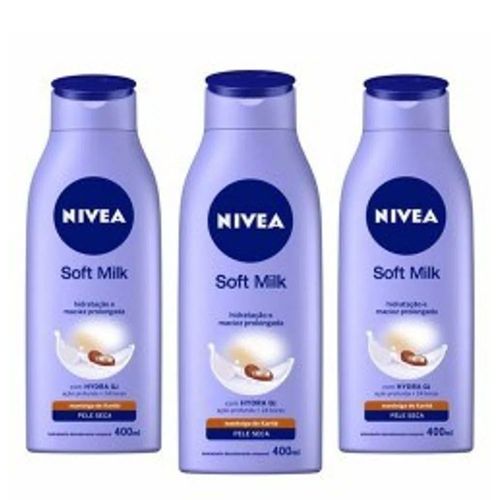 Loção Hidratante Nivea Body Soft Milk Pele Seca 400ml 3 Unidades Loção Hidratante Nivea Body Soft Milk Pele Seca 400ml 3 Unidades